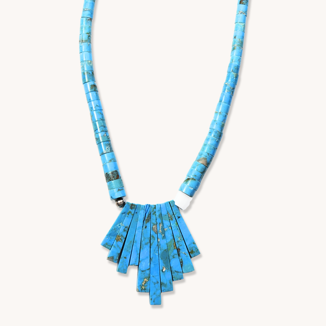 Turquoise Heishe Beads Necklace with Drop Pendant