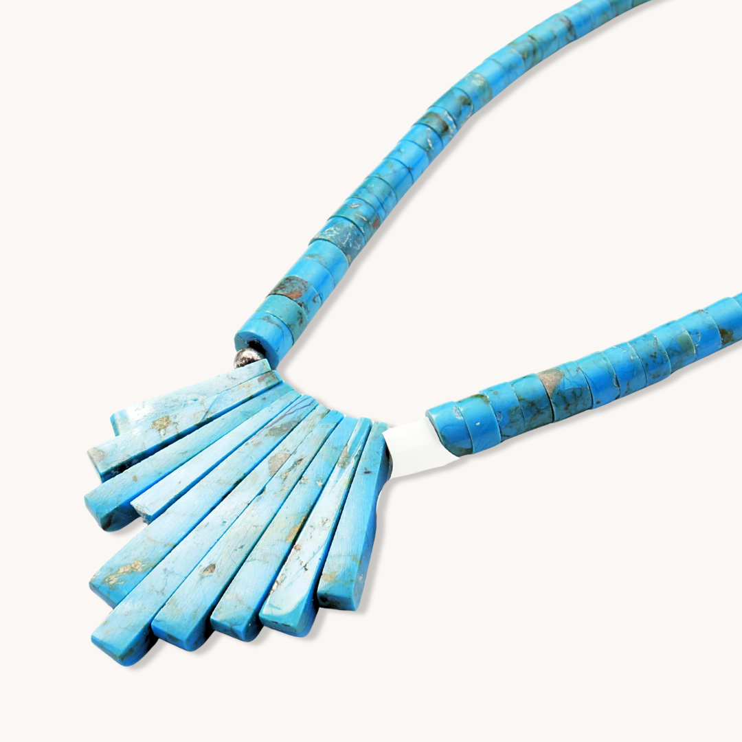 Turquoise Heishe Beads Necklace with Drop Pendant