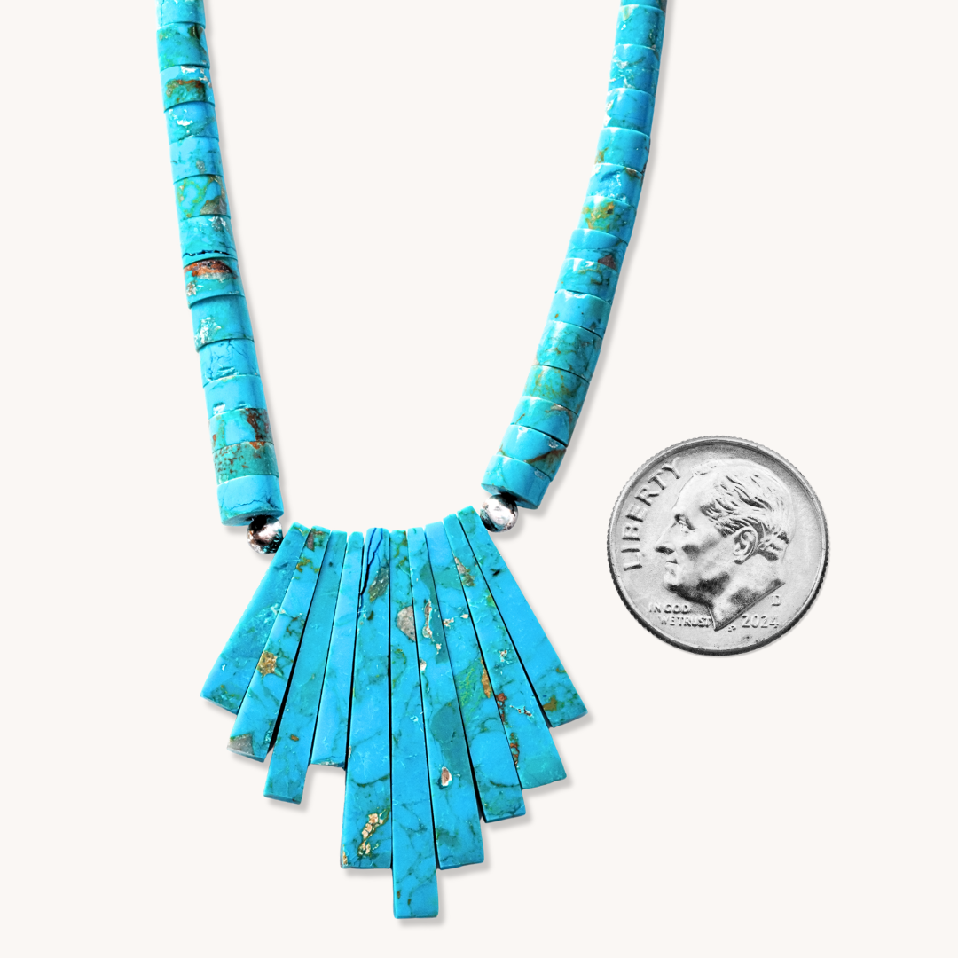 Turquoise Heishe Beads Necklace with Drop Pendant