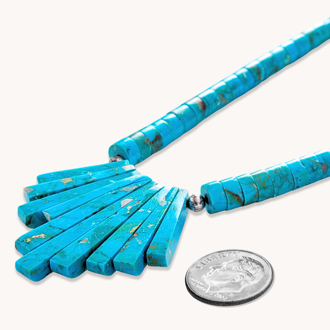 Turquoise Heishe Beads Necklace with Drop Pendant