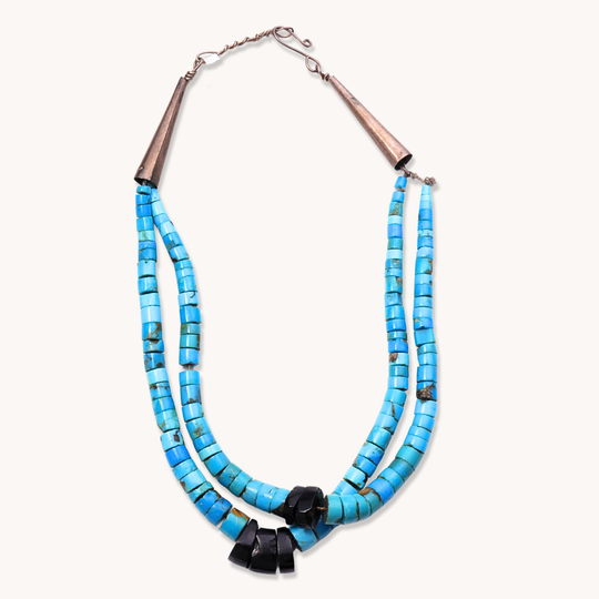 Turquoise Heishe Choker with Onyx or Shell Accents