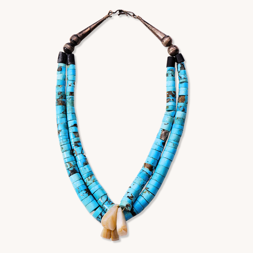 Turquoise Heishe Choker with Onyx or Shell Accents