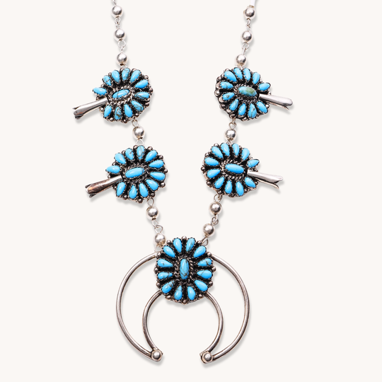 Turquoise Mini Squash Blossom Necklace