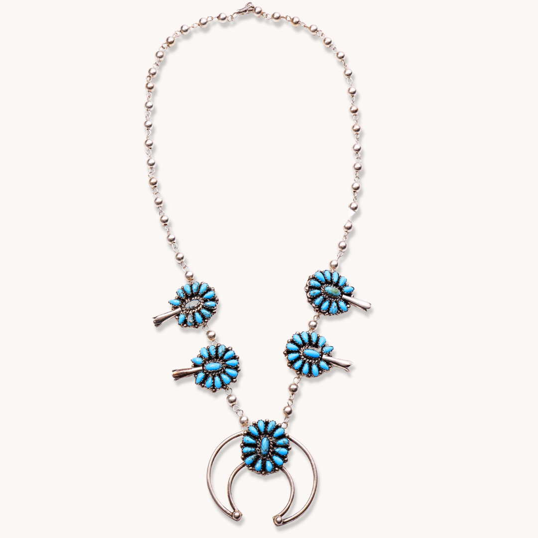 Turquoise Mini Squash Blossom Necklace