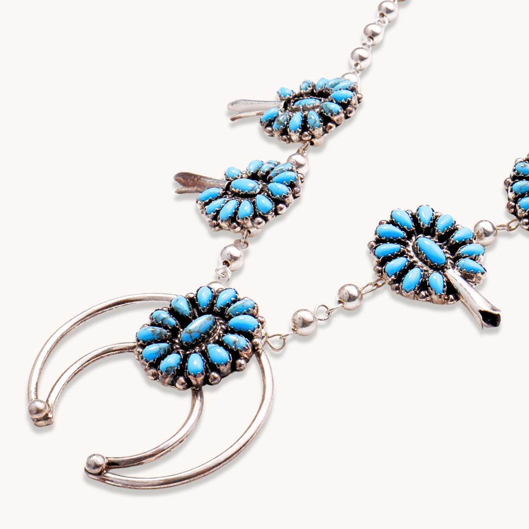 Turquoise Mini Squash Blossom Necklace