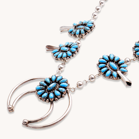 Turquoise Mini Squash Blossom Necklace