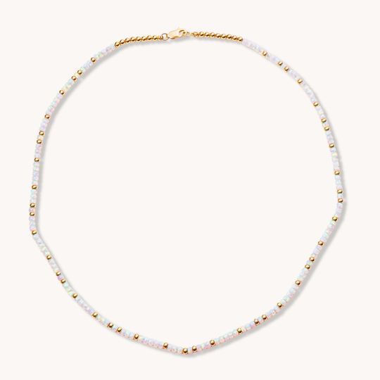 Natural Opal and 14K Gold Beads Necklace