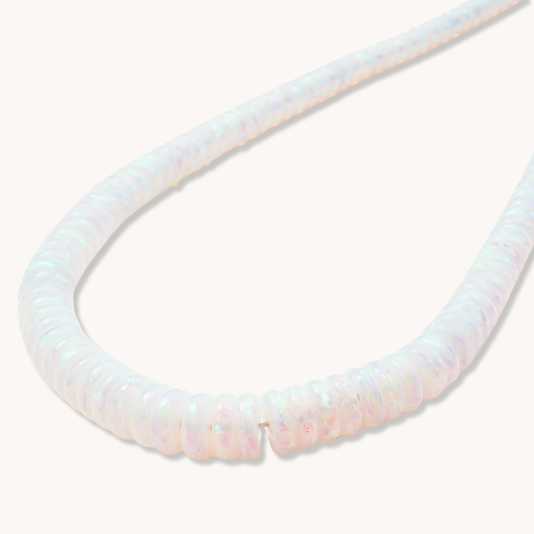 Natural Opal Rondelle and 14K Gold Beads Necklace