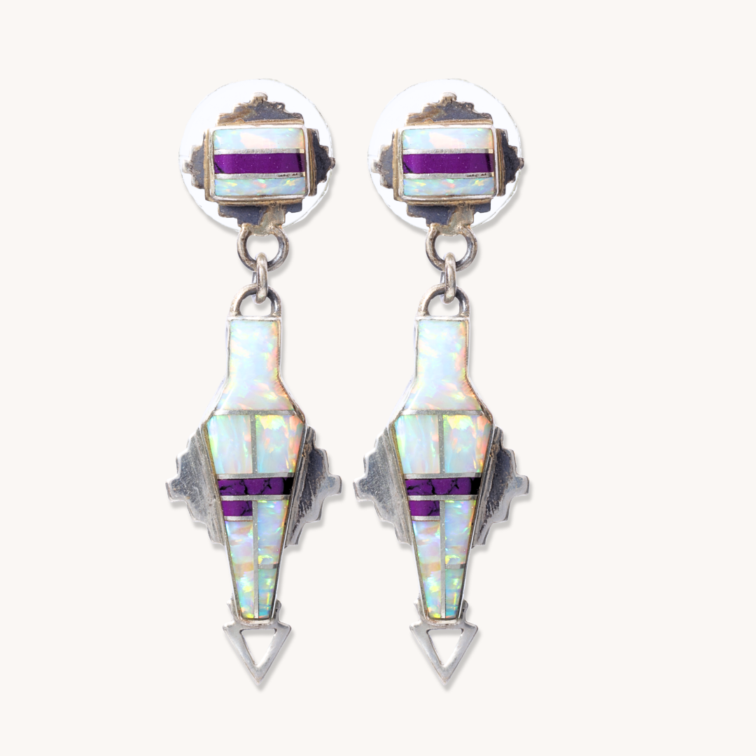 Opal & Purple Mojave Inlay Drop Earrings