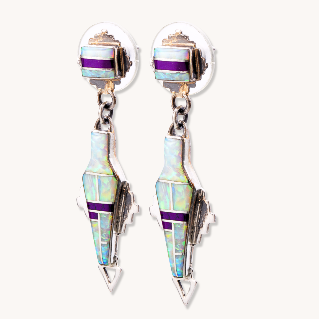 Opal & Purple Mojave Inlay Drop Earrings