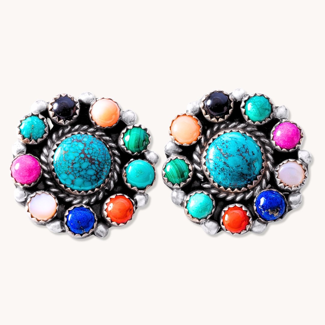 Multi-Stone Cluster Post Earrings