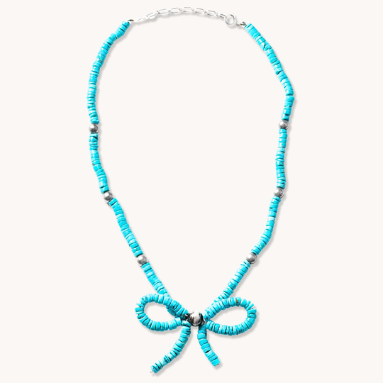 Bead Maiden: Turquoise Bow Heishe Necklace