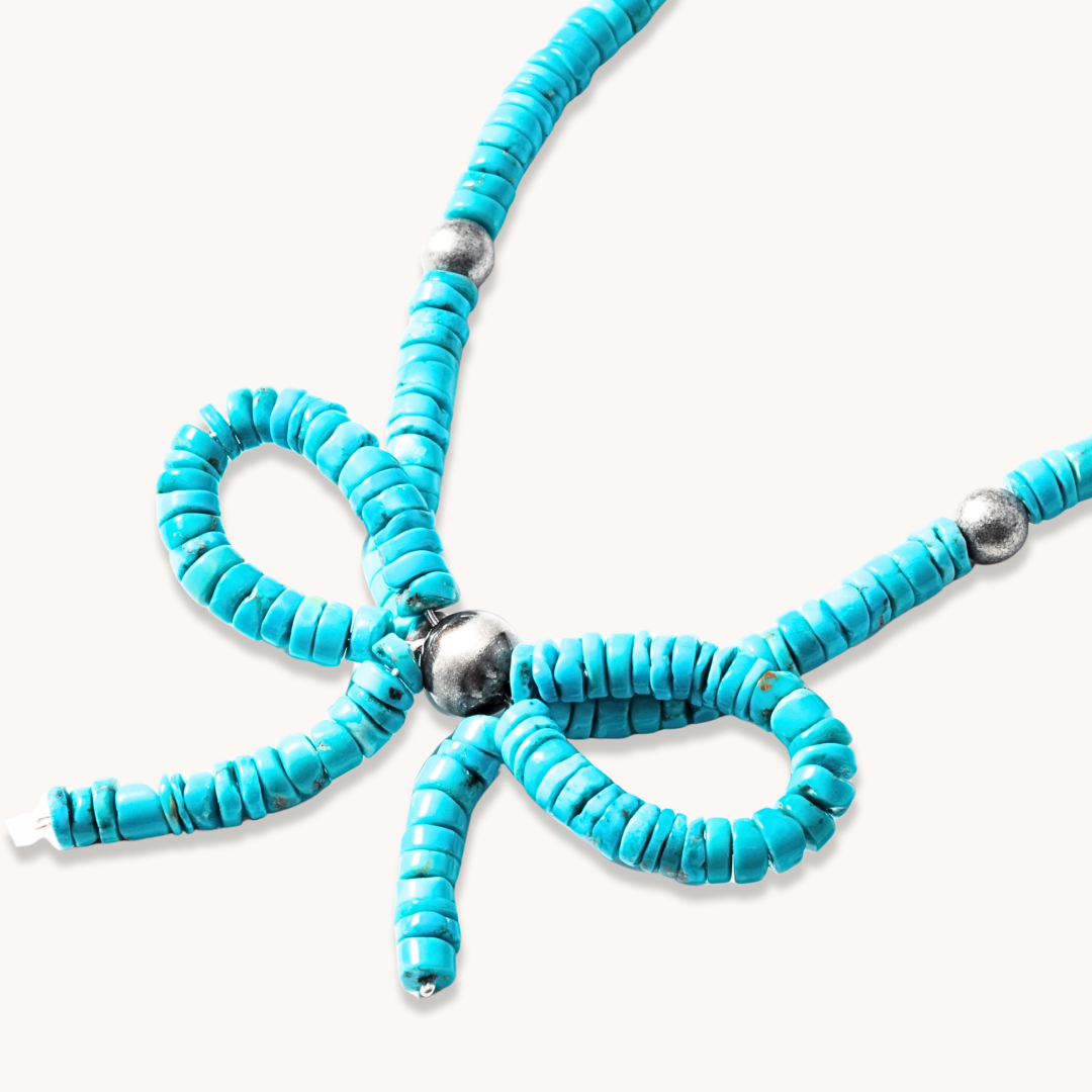 Bead Maiden: Turquoise Bow Heishe Necklace