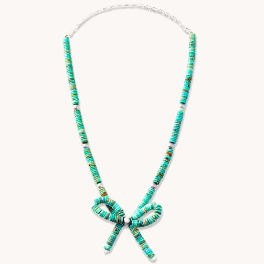 Bead Maiden: Turquoise Bow Heishe Necklace