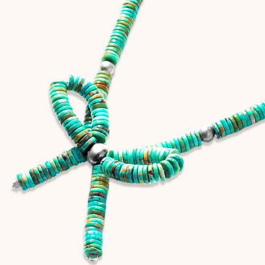 Bead Maiden: Turquoise Bow Heishe Necklace