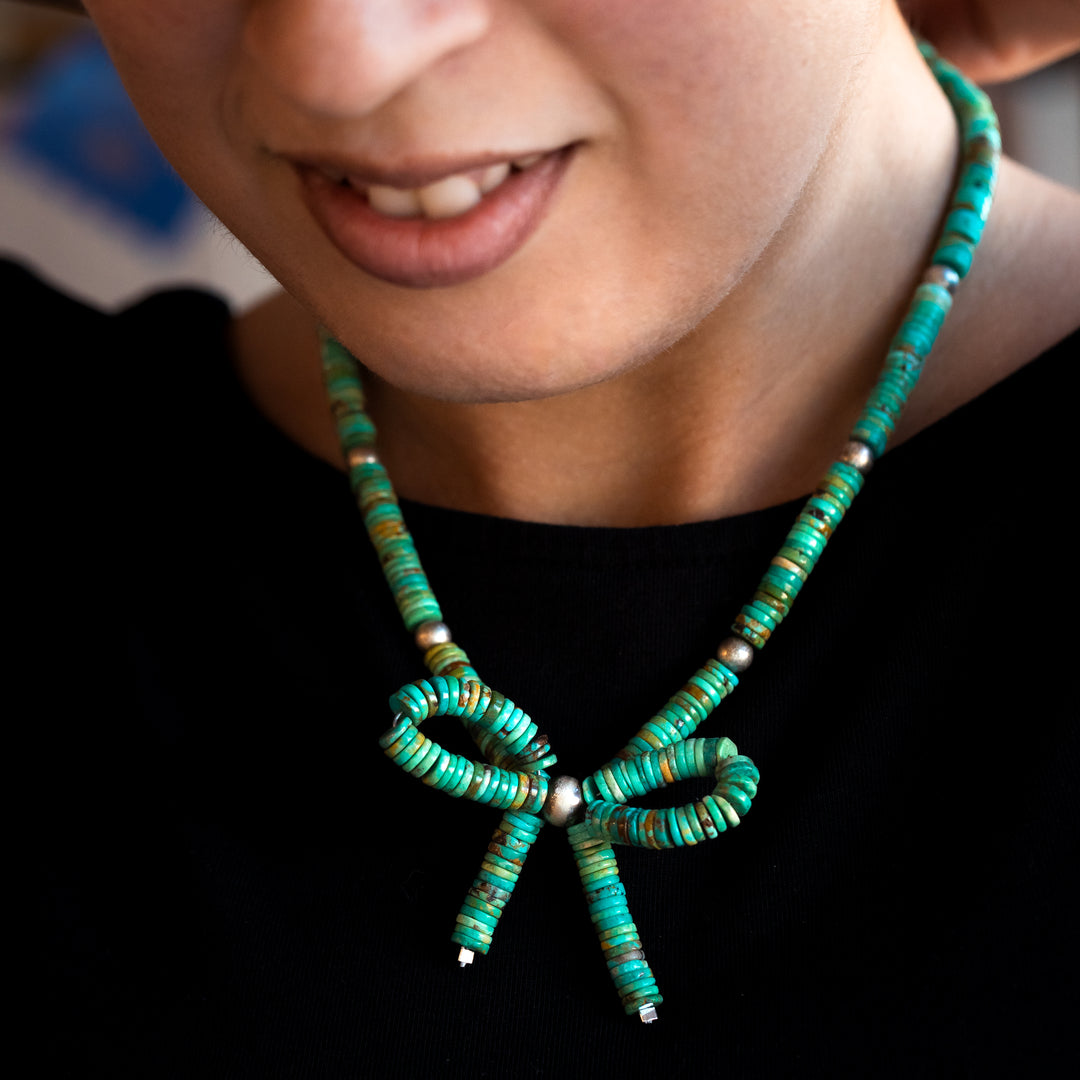 Bead Maiden: Turquoise Bow Heishe Necklace