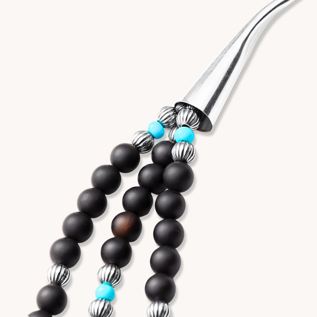 Bead Maiden: 3-Strand Onyx & Egyptian Turquoise Beads Necklace