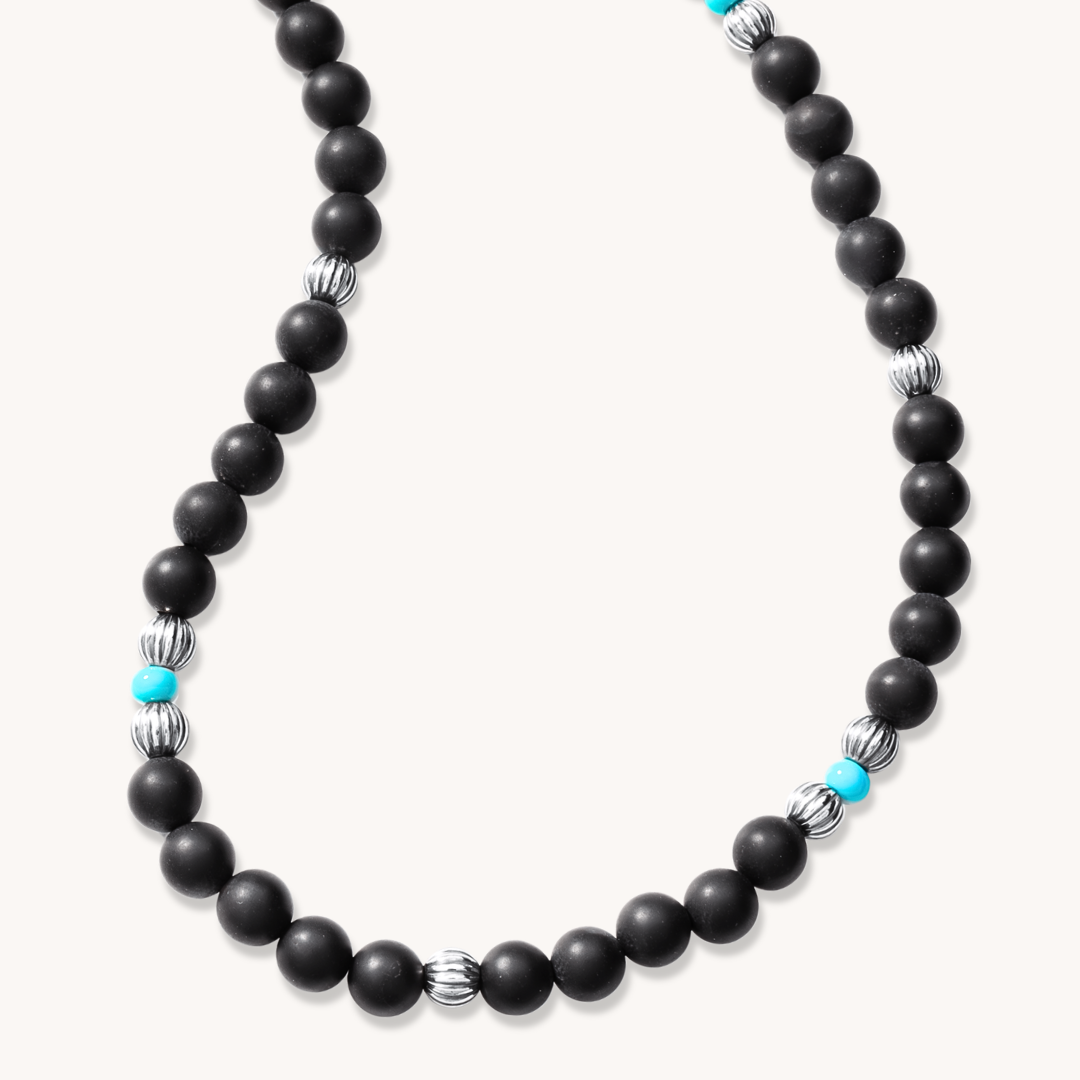 Bead Maiden: Onyx & Egyptian Turquoise Beads Necklace