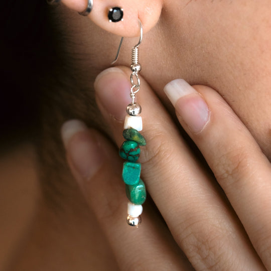 Bead Maiden: Turquoise Clover Earrings