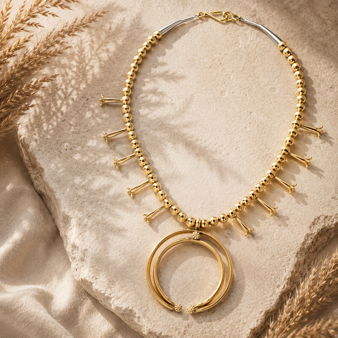 Brass Squash Blossom Necklace