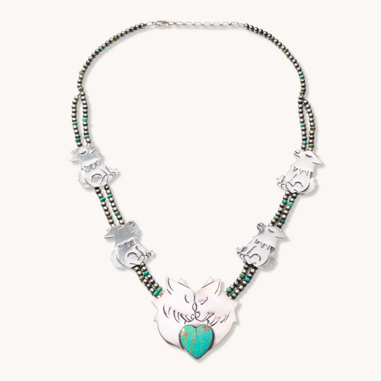 Wolf Pack Necklace with Kingman Turquoise by Diego Cruz