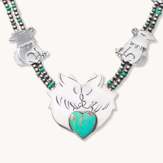 Wolf Pack Necklace with Kingman Turquoise by Diego Cruz