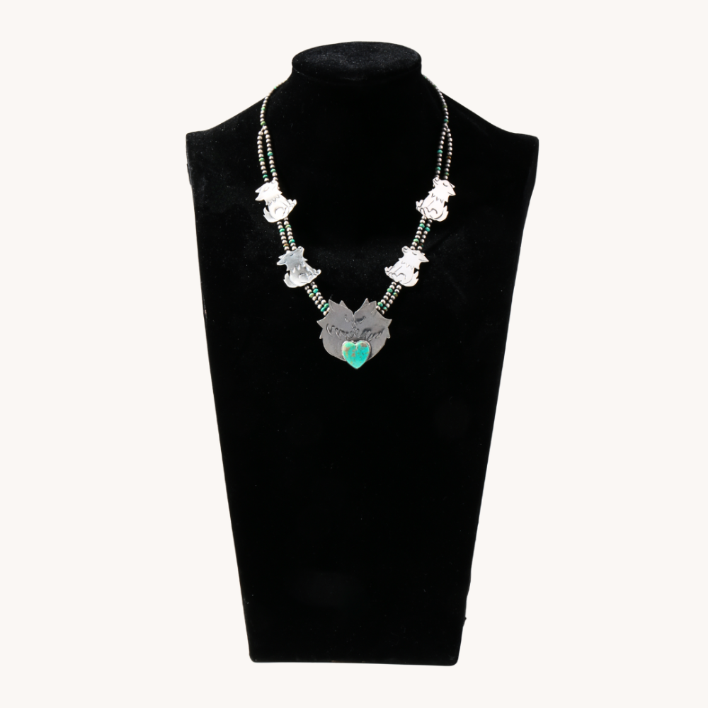 Wolf Pack Necklace with Kingman Turquoise by Diego Cruz