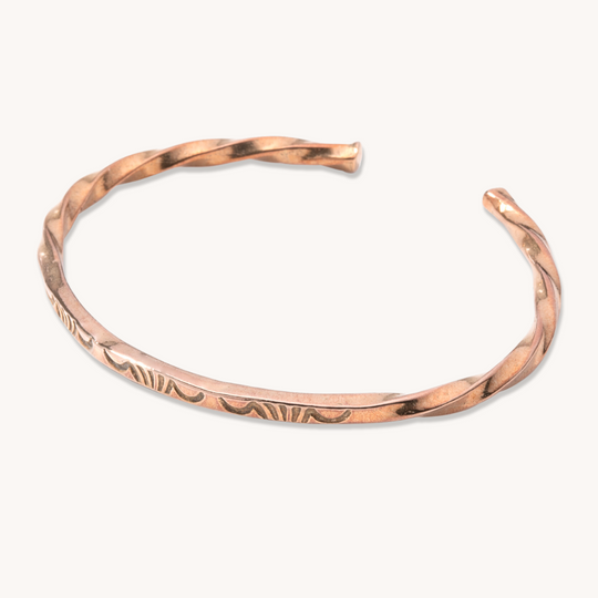 Stamp Dancer: Sage Twist Stacker Bracelet in sterling silver, featuring a twisted design with intricate detailing.