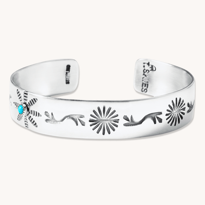 Stamp Dancer: Turquoise Garden Cuff Bracelet — hand-stamped sterling silver