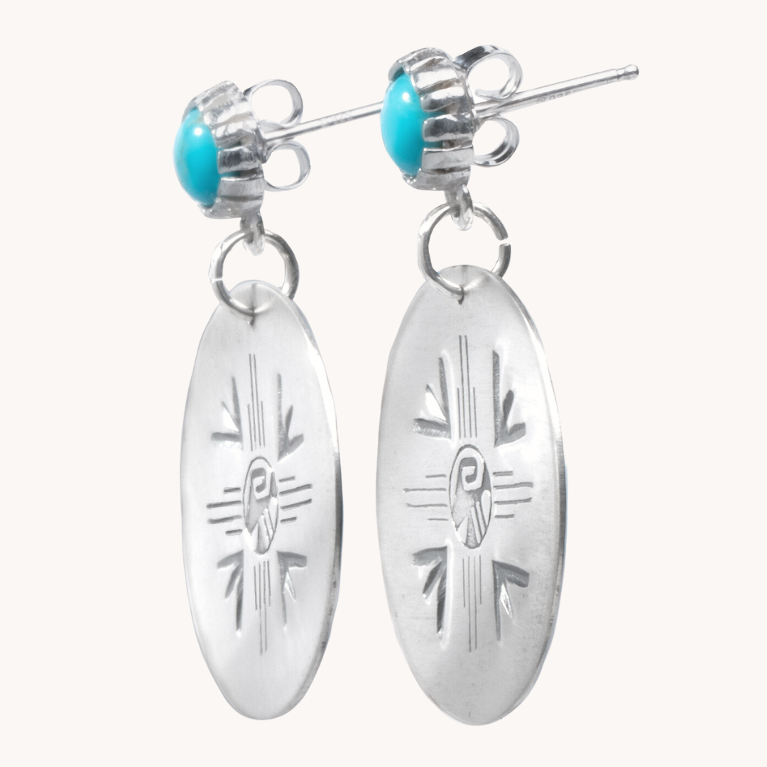 Silver Disk Earrings with Turquoise by TSkies