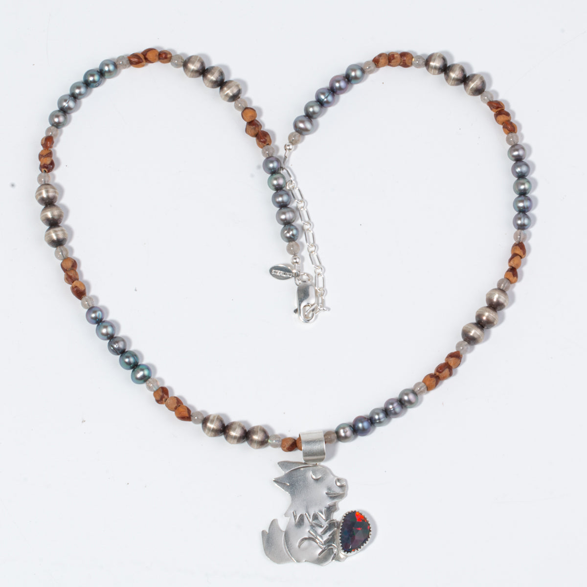 Diego Cruz Black Opal Wolf Necklace