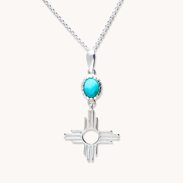 セカオワ　TurquoiseNecklace(Silver) Silver and Turquoise Necklace, Shop Zia Symbol Necklace by TSkies