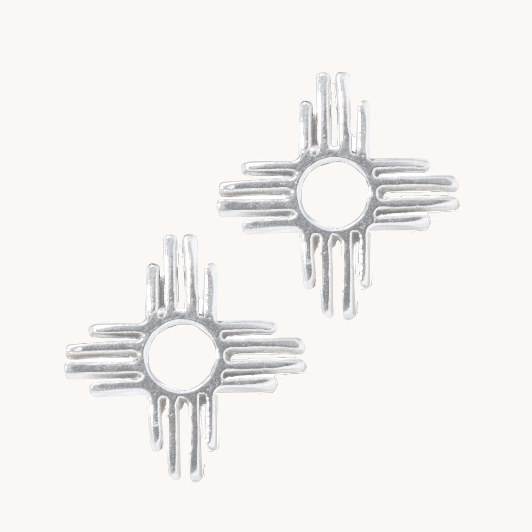 Silver Mini Zia Symbol Stud Earrings by TSkies