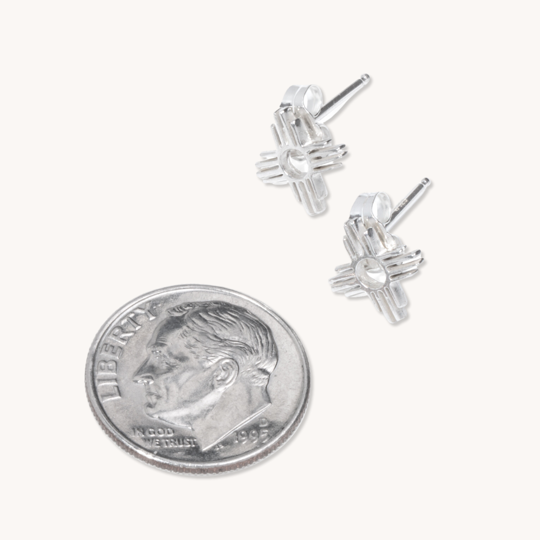 Mini Silver Zia Sun Symbol Earrings