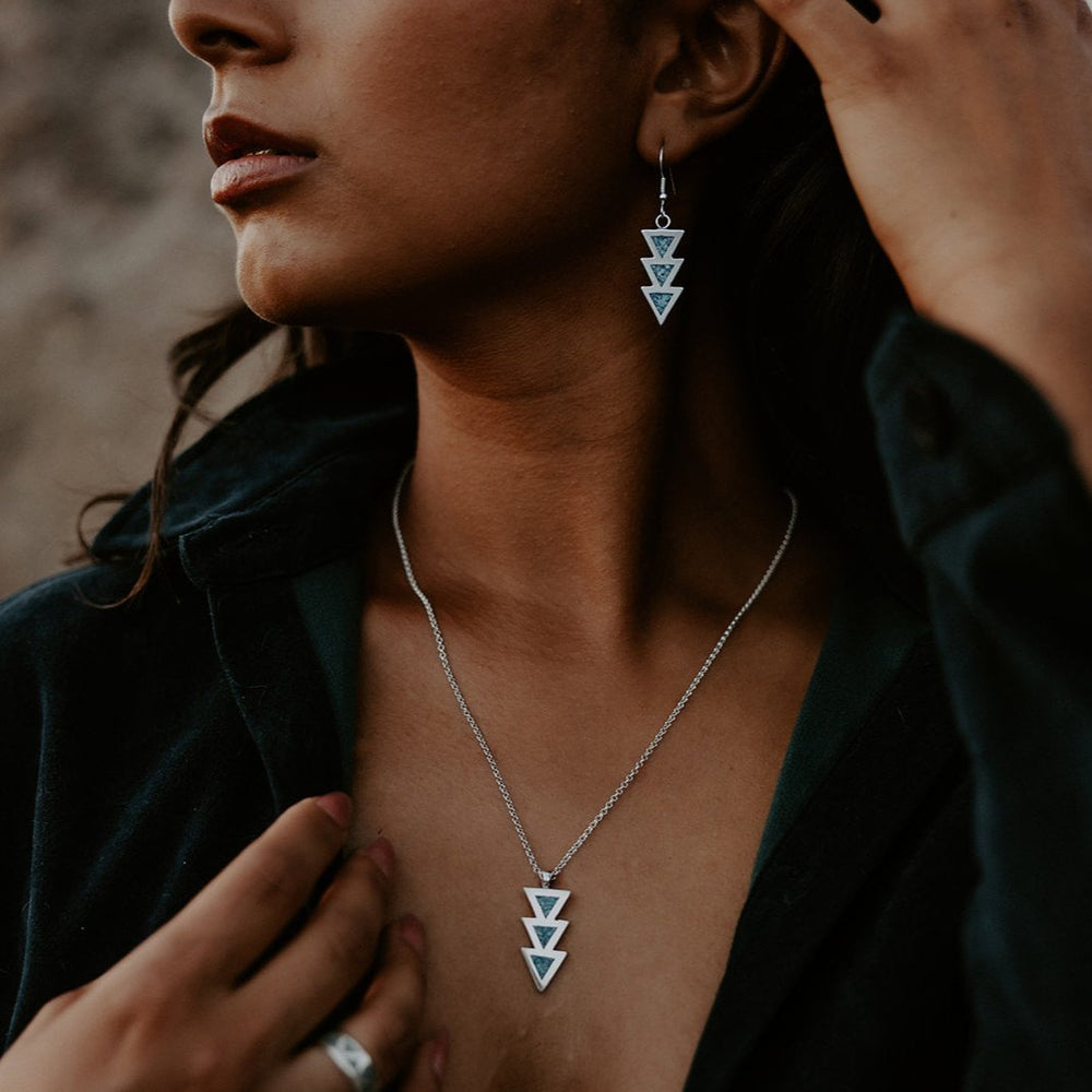 SkyWeaver: Azteca Turquoise Drop Necklace & Earrings Set