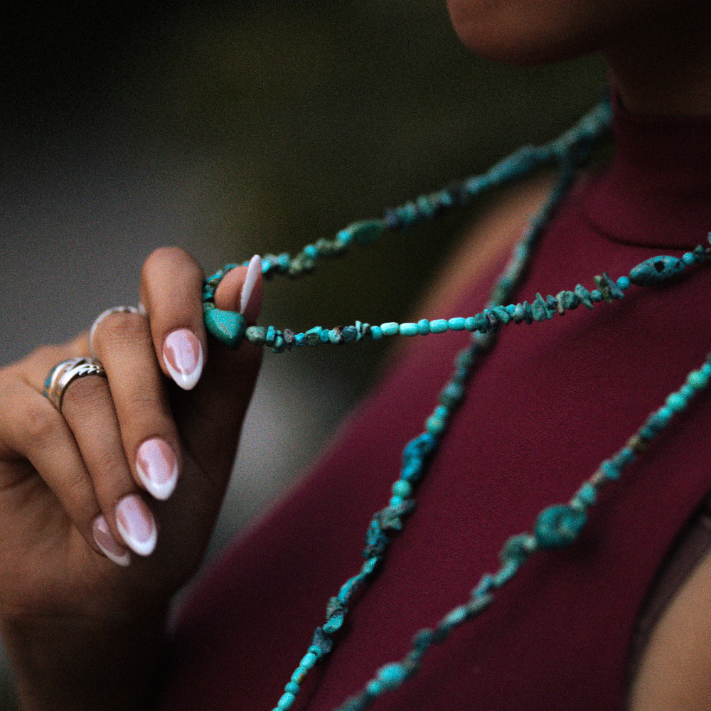 Bead Maiden: Turquoise Beads Rope Necklace