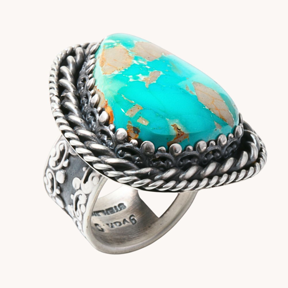 Kingman Turquoise Ring By Ivan Tillotson III