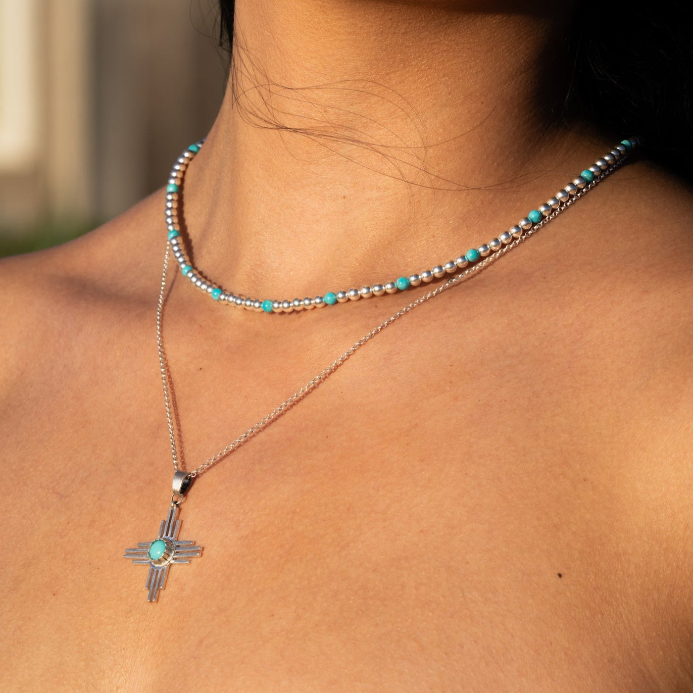Desert Blossom: Turquoise Starshine Necklace (4mm)