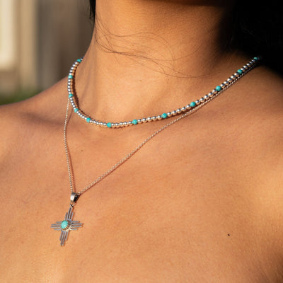 Desert Blossom: Turquoise Starshine Necklace (4mm)