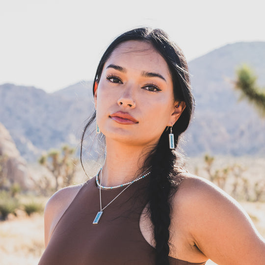 Turquoise Starshine Neckace Paired with Vista Turquoise Earrings and Necklace Set by TSkies