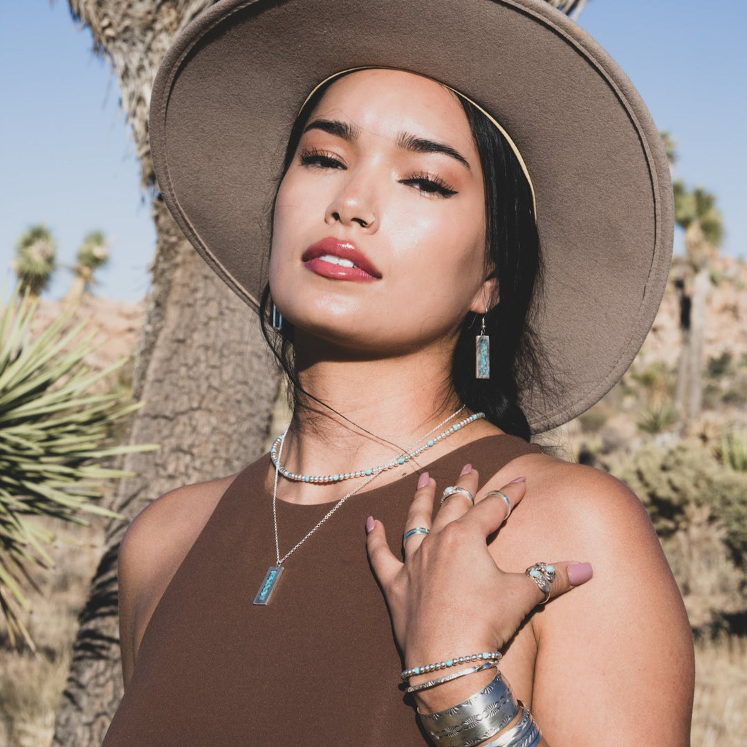 Turquoise Starshine Necklace & Bracelet Set Paired with Vista Turquoise Necklace & Earrings Set by TSkies