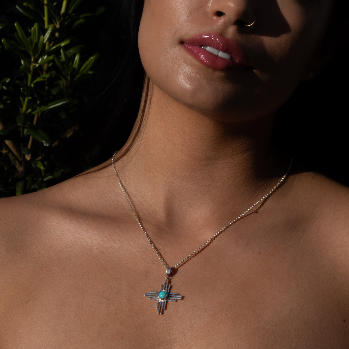 Turquoise and Silver Sun Necklace, Shop Turquoise and Silver