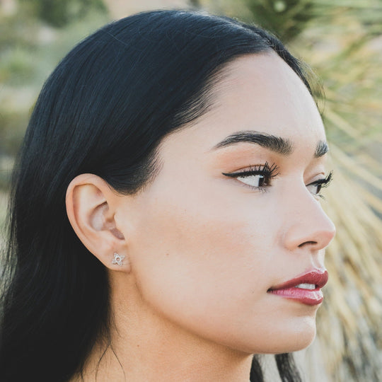 Mini Zia Symbol Stud Earrings in Sterling Silver