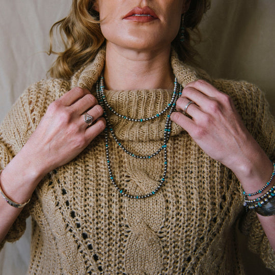 Southwest Desert Pearls Necklace with Turquoise Beads