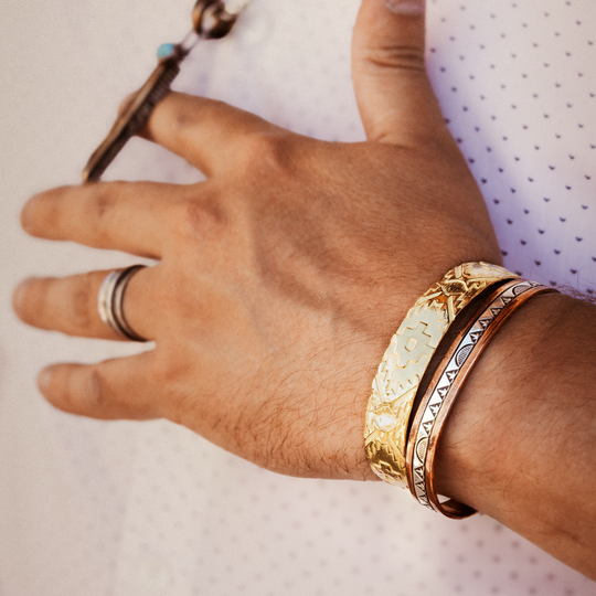 Mystery Copper & Silver Hand-Stamped Cuff Bracelet