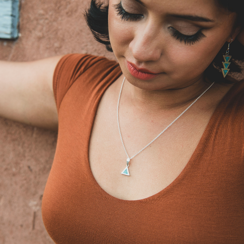 SkyWeaver: Azteca Turquoise Triangle Pendant