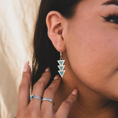 Triangle Turquoise Earrings in Sterling Silver