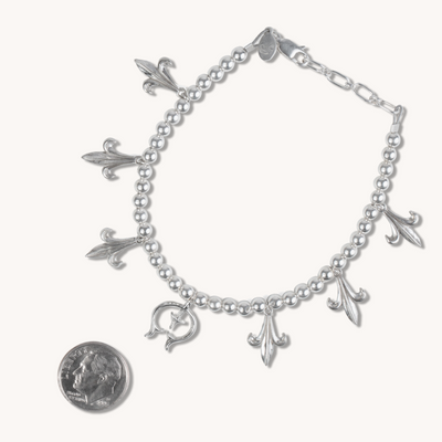 Sterling Silver Bead Bracelet with charms