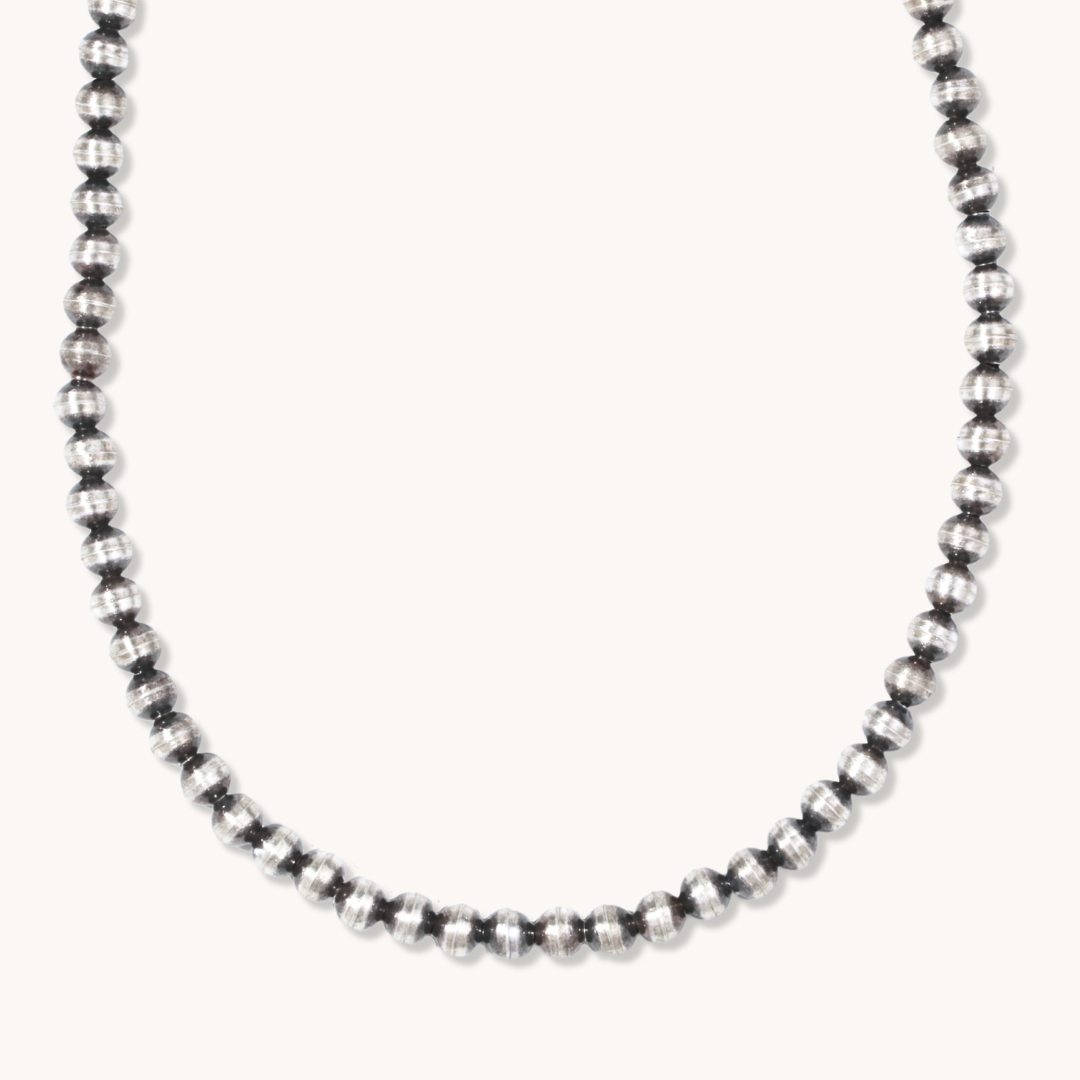 Desert Blossom: Classic Silver Pearls Necklace (5mm)