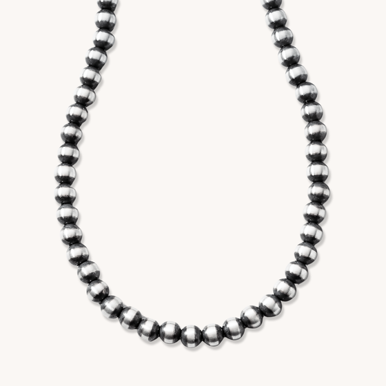 Desert Blossom: Classic Silver Pearls Necklace (5mm)